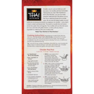 Thai Kitchen Gluten Free Rice Noodles Packaging Back