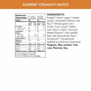 Sunrise Crunchy Maple Cereal Ingredients