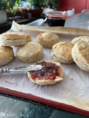 gfJules Gluten Free Multigrain Glazed Breakfast Biscuit with Jam