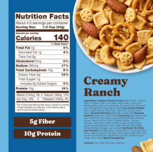 Catalina Crunch Creamy Ranch Snack Mix Nutrition Facts