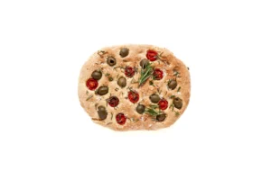 Gluten Free Focaccia Tomatoes and Olives